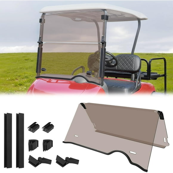 10L0L Golf Cart Windshield for EZGO RXV 2008-up,Tinted Folding Down Windscreen
