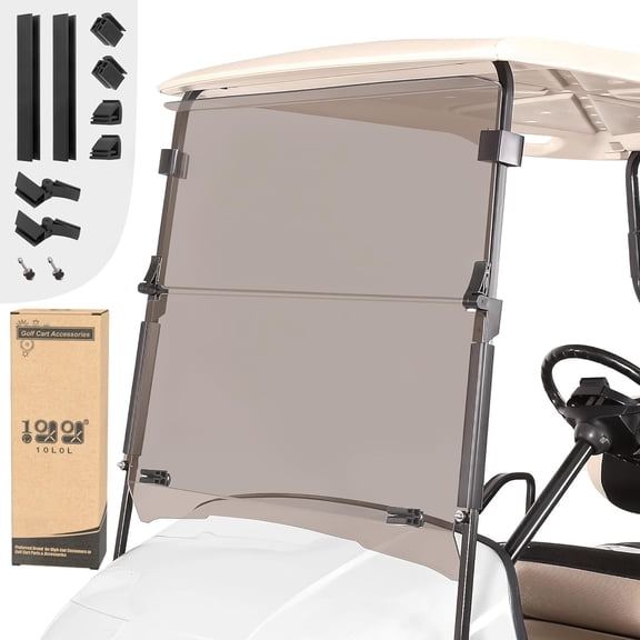 10L0L Golf Cart Windshield for EZGO TXT 1995-2013 Gas Electric Models, Tinted Folding Down Windscreen