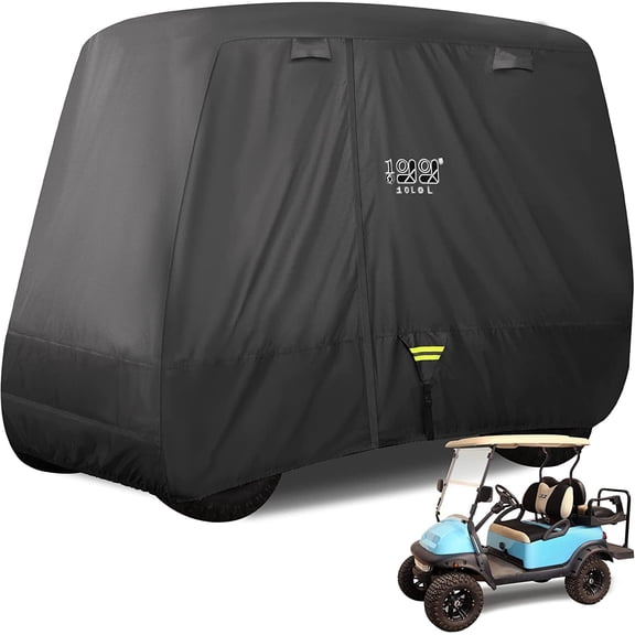 10L0L Heavy Duty Golf Cart Cover 4 Passenger for Yamaha EZGO Club Car, 600D Waterproof Rain Cover, Golf Cart Accessories, Black