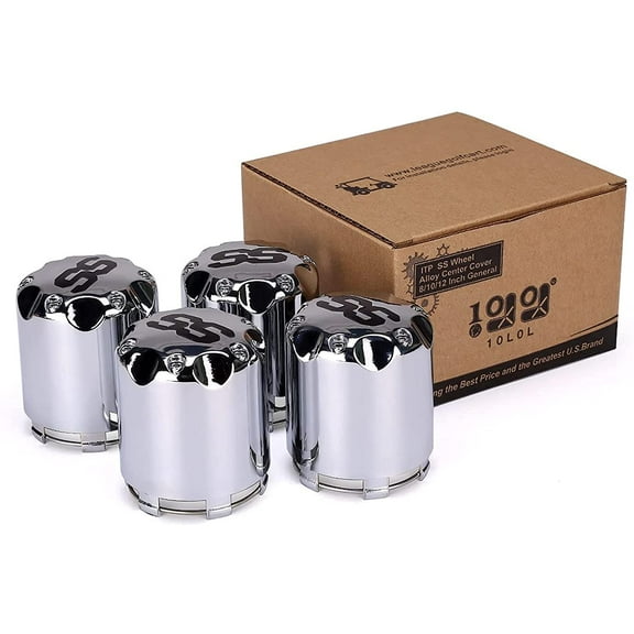 10L0L Universal Golf Cart SS Wheel Alloy Center Hub Cap for EZGO Club Car Yamaha (Push in Style)