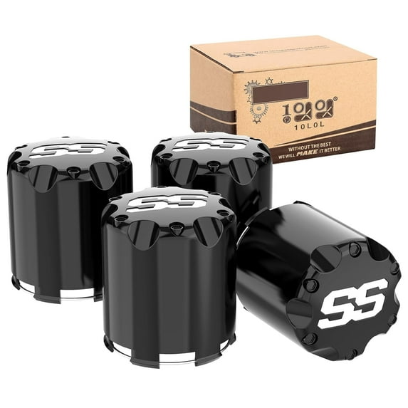 10L0L Universal Golf Cart SS Wheel Center Cap Cover for Yamaha EZGO Club Car, 4 PCS (Black)