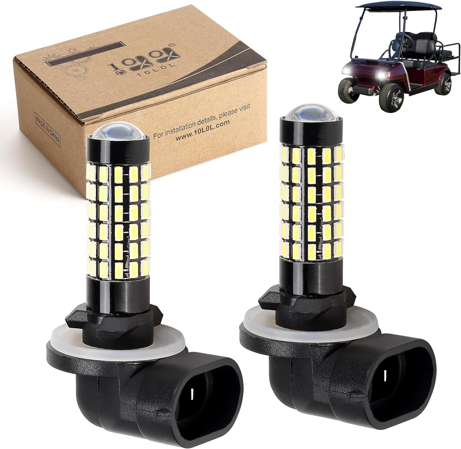 10L0L Universal LED Golf Cart Lights, Golf Cart Headlights Bulb for 12V