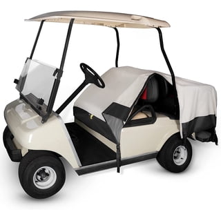 10L0L Waterproof Golf Cart Seat Cover Protector for 4 Passenger Yamaha EZGO Club Car, Beige Black