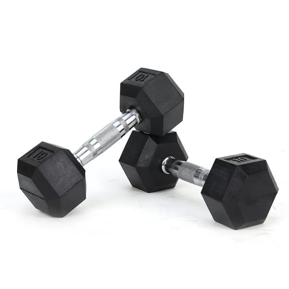 10LB 1-Pair(2pieces)HDRS Rubber Coated Solid Cast Iron Dumbbell with Contoured Chrome Handle, Hexagon HeadSupport for self-pickup face sheet, daily face sheet submission deadline 16:00