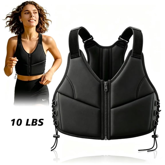 10LBS Adjustable Weighted Vest , Breathable Workout Vest with Zipper & Lace-Up Design, for Running, Walking & Strength Training