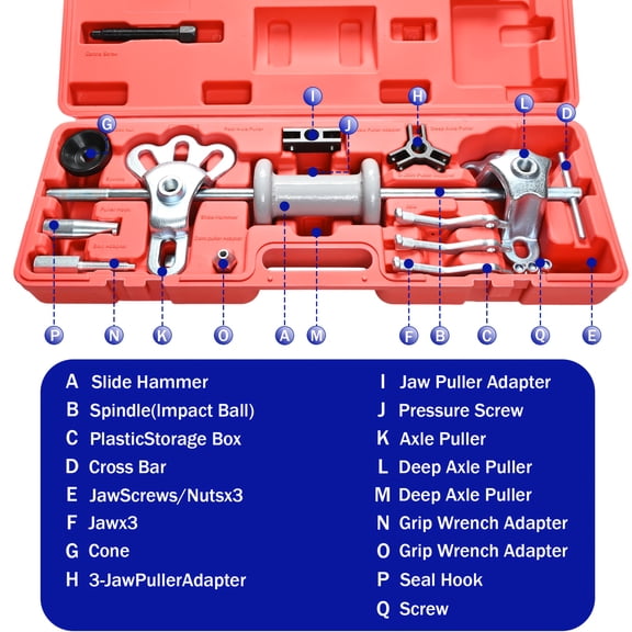10LBS Forged Steel Hammer - 19-Pc Slide Hammer Puller Kit - Bearing/Race/Seal Remover Tool Set - 12 Adaptors Universal For Auto Repair Shops &, Men Christmas Gifts, Without Battery