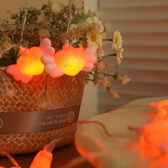10LED Winged Love String Lights - Valentine's Day Decorative Lights for Romantic Atmosphere, Holiday Party & Interior Decoration, Battery Operated