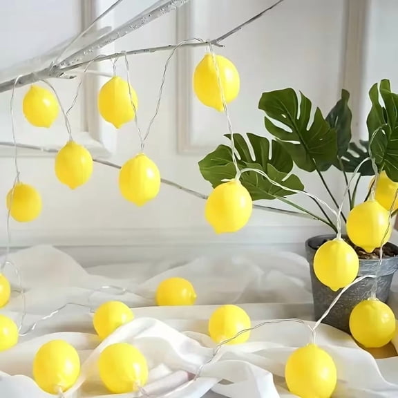 10LED Yellow Lemon Fruit String Lights - Battery Operated Indoor Decorative Lights for Festive Celebrations