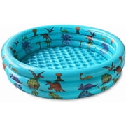 10Leccion Dinosaur Inflatable Kids Pool, Blue Swimming Pool for Toddler, Blow up Ball pit Pool57"*15", Baby Pool, Round