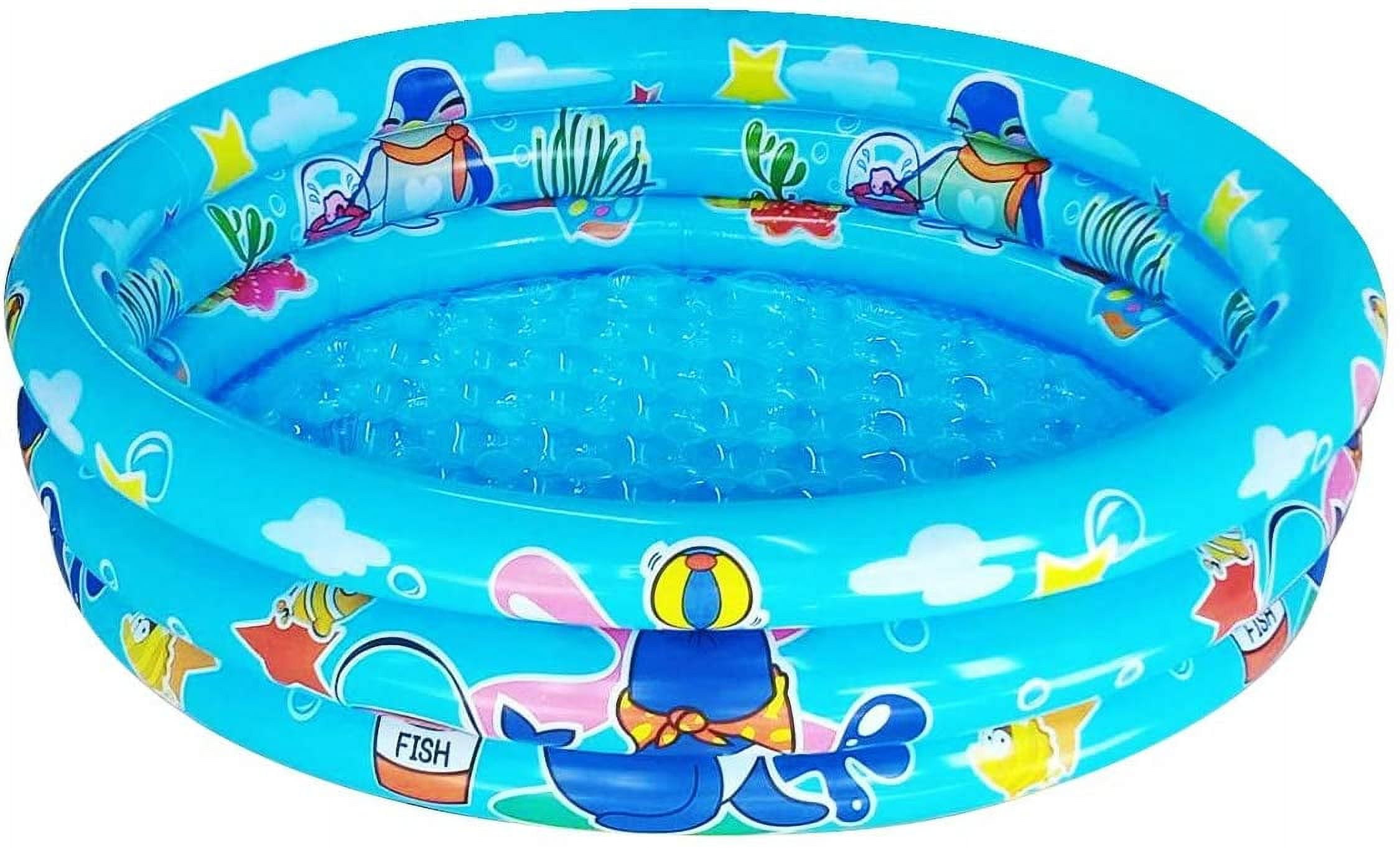 10Leccion Inflatable Kids Pool, Blue Swimming Pool for Toddler, Round Blow  up Ball Pit Pool(48*12)