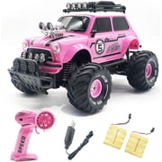 10Leccion Wireless Remote Control Monster Truck, Pink RC Car with Two Rechargeable Batteries