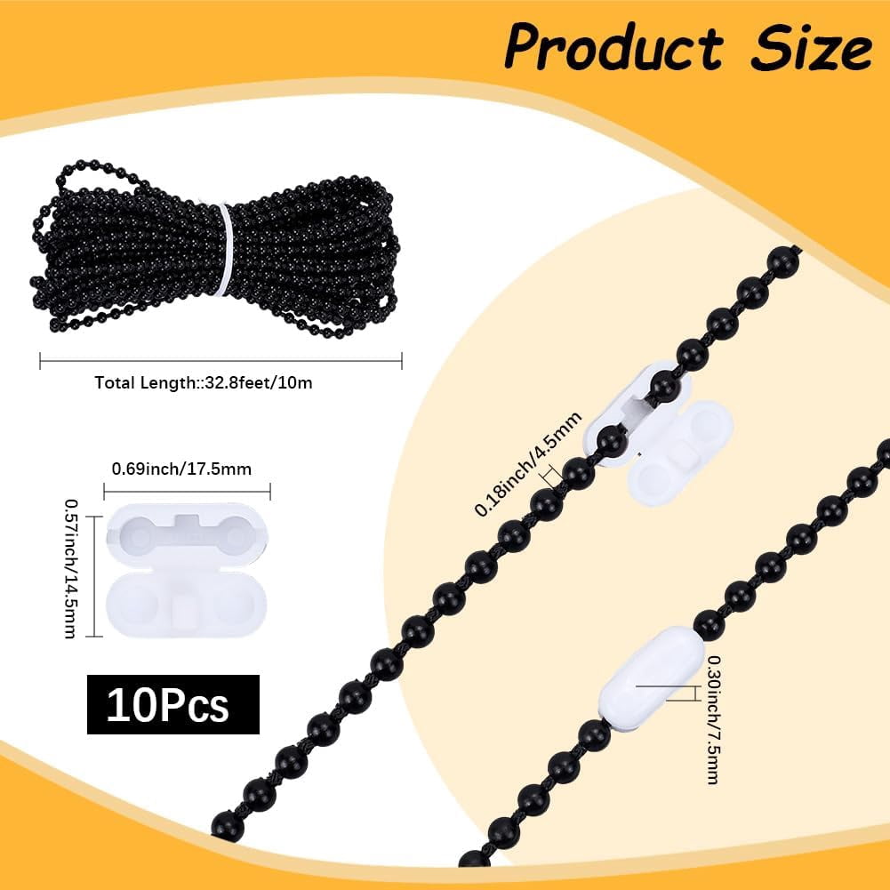 10M/10.94 Yards 4.5mm Curtain Chain Beads Blind Bead Connector Plastic ...