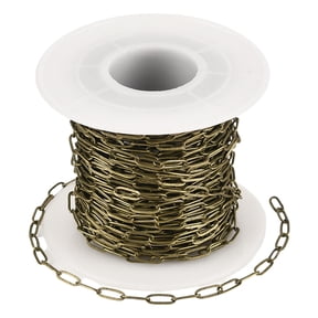 10M/32.8 Feet Brass Paper Clip Chain Bronze Cable Chain Spool Flat Oval 7.6 x 2.6mm Elongated Soldered Paperclip Connector Link Roll Accessories