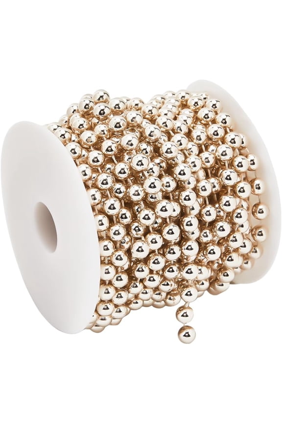 10M/32.8 Feet Plastic Pearl Garland Craft String Pearls with Spool Misty Rose Round 8mm Centerpieces Tree Imitation Pearl Bead Strand for Home Outdoor Christmas Tree Wedding Party Decor Colorful