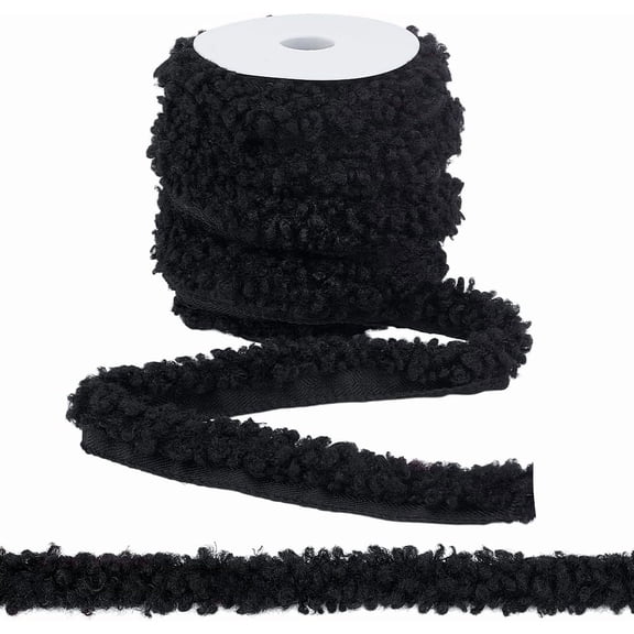 10M Artificial Fur Chenille Stick Trim for Sewing Craft Decor Black 20mm for DIY