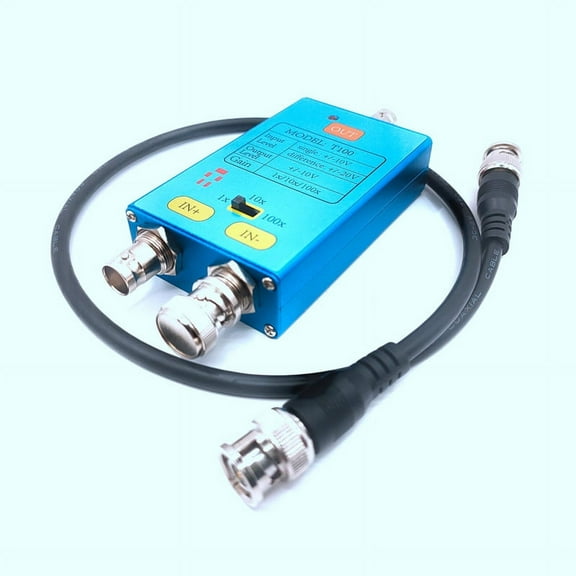 10M Bandwidth Oscilloscope Differential Gain Split Probes Weak Electrical Signal Measurement Tool 100X Signals Amplifier,1 x Host 1 x 0.5m BNC Straight Cable 1 x BNC Shorting Cap,Blue