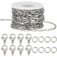 thumbnail image 1 of 10M Box Chain Bulk Jewelry Chain Making Kit 304 Stainless Steel Soldered with Lobster Clasps Open Jump Rings Chains Link Set for Jewelry Making Necklace Bracelets Supplies DIY Crafts DIY, 1 of 6