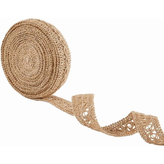10M Burlap Ribbons Hollow Flower Web Ribbon for Gift Decoration BurlyWood 1-5/8 inch(40mm) about 10.94 Yards(10m)/pc