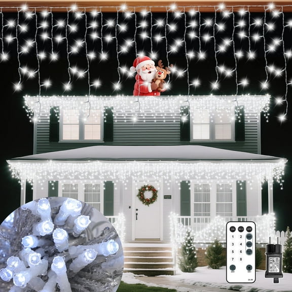 Yomistar Curtain Lights 6m x 3m 600 LED Curtain Fairy Lights Plug in, 8