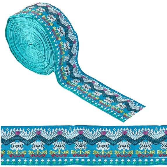 10M Ethnic Style Embroidery Polyester Flower Ribbons Jacquard Ribbon ...