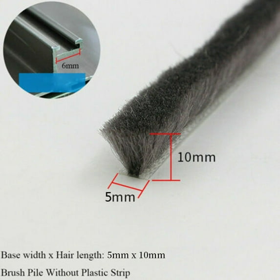 10M Hairy Seal Brush Pile Casement Sliding Door Weather Strip Draught Excluder