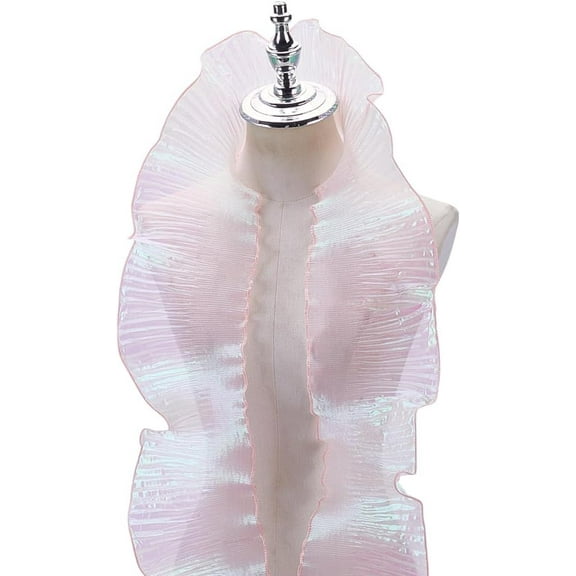 10M Iridescent Organza Pleated Lace Ribbon Ruffled Lace Trim Clothes Accessories Pink 7-7/8 inch(200mm)