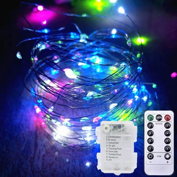 10M LED Fairy Silver Wire String Light Battery Box with Remote Control Wedding Garland Lamp Christmas Home Party Decoration