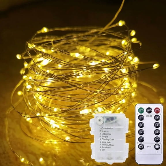 10M LED Fairy Silver Wire String Light Battery Box with Remote Control Wedding Garland Lamp Christmas Home Party Decoration