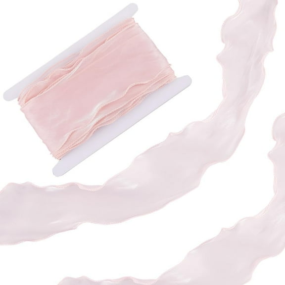 10M Pink Ribbons Transparent Organza Sheer Chiffon Sweet Rose Silk Clear Mesh Yarn Ribbon Trim Roll with Spool