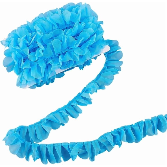 10M Pleated Polyester Ribbon for Dress Collar Edge Wedding Trim Dodger Blue 1-5/8 inch(42mm) about 10.94 Yards(10m)/Set