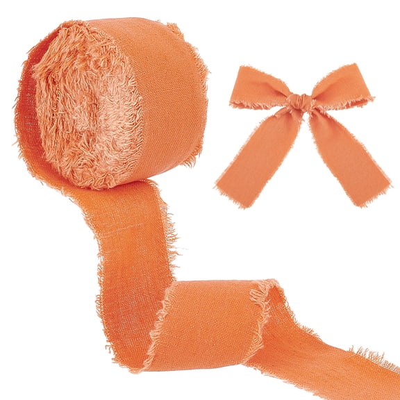 10M Polyester Frayed Ribbon Raw Edge Ribbon Gift Packaging Accessories Orange Red 1-5/8 inch(40mm) 10.94 Yards(10m)/Roll