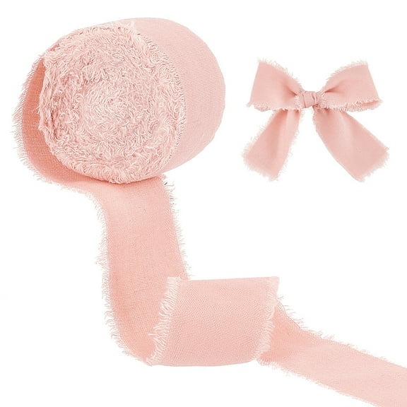 10M Polyester Frayed Ribbon Raw Edge Ribbon Gift Packaging Accessories Pink 1-5/8 inch(40mm) 10.94 Yards(10m)/Roll for DIY