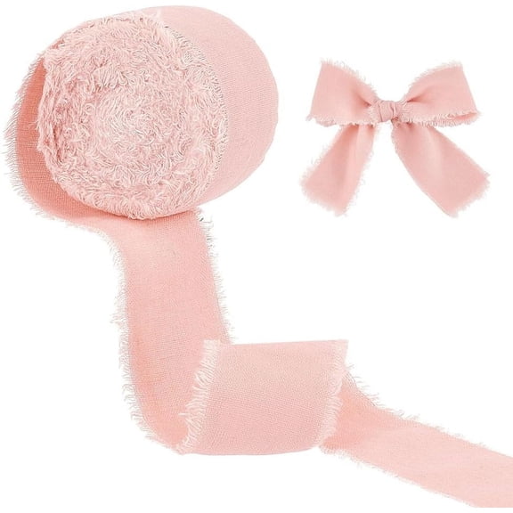 10M Polyester Frayed Ribbon Raw Edge Ribbon Gift Packaging Accessories Pink 1-5/8 inch(40mm) about 10.94 Yards(10m)/Roll art