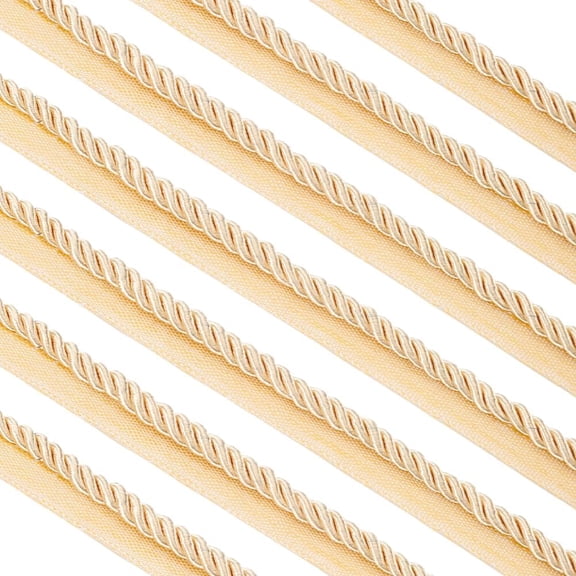 10M Polyester Twisted Lip Cord Trim Twisted Trim Cord Rope Ribbon for Home Decoration Upholstery DIY Handmade Crafts Light Khaki 15x8mm diy