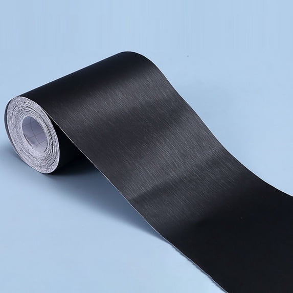 10M/Roll Brushed Self-adhesive Waterproof Windowsill Waist Line Wallpaper Waveguide Line Wall Border Sticker Skirting Line BLACK 5CM X 10M