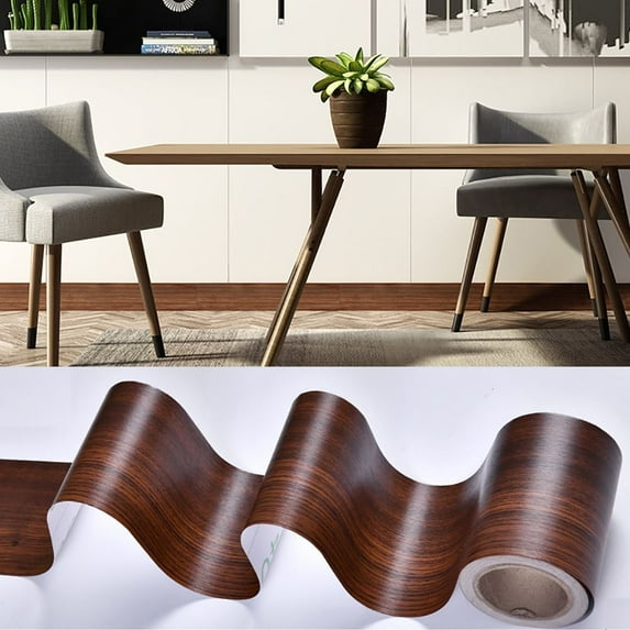 10M/Roll Home Decor Windowsill Waterproof Door Frame Waist Line Wallpaper Skirting Line Wall Border Sticker Waveguide Line COFFEE 5CMX10M