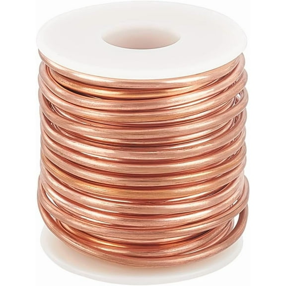 10M Round Copper Wires Craft Wire with Spool Raw(Unplated) 2.6mm 32.81 Feet(10m)/Roll