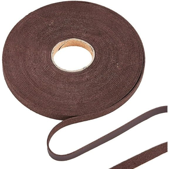 10M Soft Leather Trimming Tape Strap 10mm Wide Lychee Grained PU Leather Strips Cord String for DIY Crafts Belt Bracelet Jewelry Making Coconut Brown