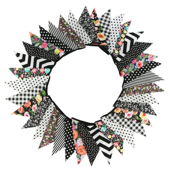 10M Vintage Flower Fabric Bunting Banner Flower Print Flags 36 Pennant For Party Wedding Birthday Festival Pennant Decor