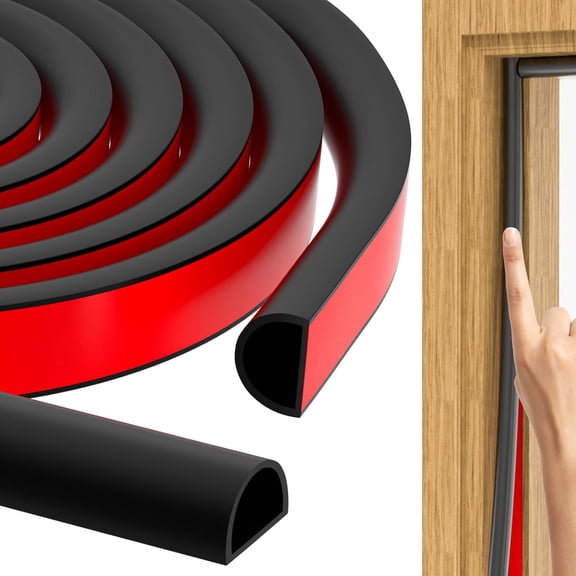 10M Weather Stripping Door Seal, Silicone Door Seal Strip D Shaped Door Weather Stripping Self Adhesive Door Weather Stripping for Door Frame/Window