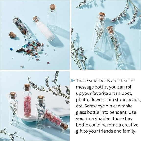 10ML Mini Glass Jars Bottles with Cork Stopper Wish Bottle Message Bottle Spell Jars Mini Witchcraft Bottle 0.6x1.9inch 12pcs