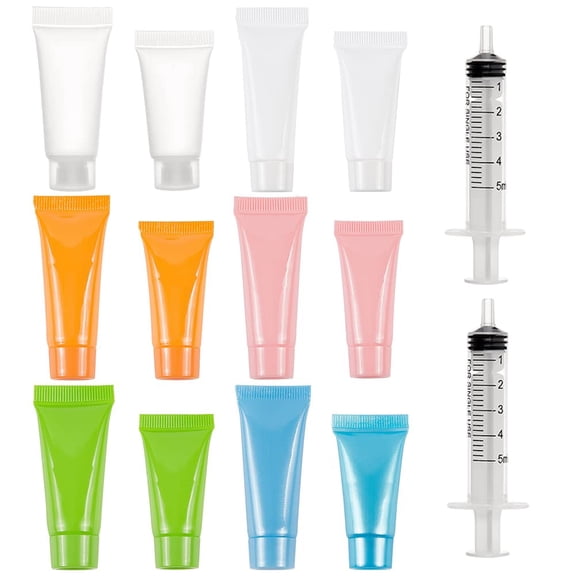 10ML Soft Polyethylene(PE) Travel Tubes with Refillable Squeeze Bottle Soft Tube Plastic Squeeze Bottle Syringe Mixed Color