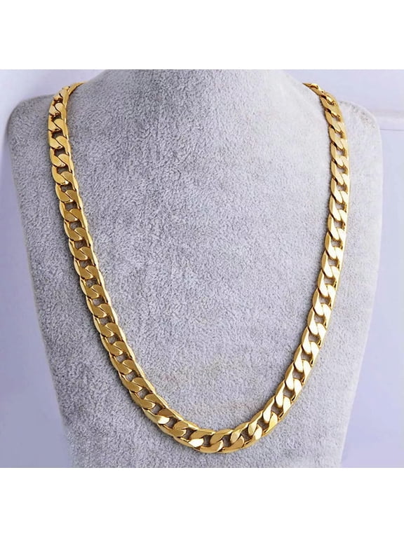 10MM 24" Men 18k Yellow Gold Plated Cuban Chain Necklace Jewelry Hip-Hop Cool