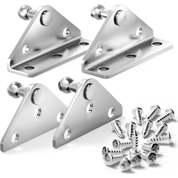 10MM Ball Stud Mounting Bracket for Gas Shock Spring Strut Prop Lift Support with 2pcs L-Type, 2pcs Flat-Type and 16pcs Screws, Set of 8,Silver (Only Fits 10mm Ball Head)