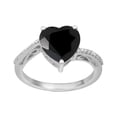 thumbnail image 1 of 5mm Black Spinel 925 Sterling Silver Beaded Shank Solitaire Women Valentines Day Gifts Ring, 1 of 2