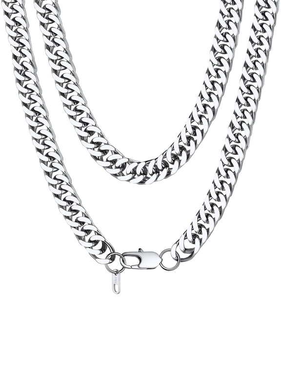 10MM Cuban Link Chain for Men Women 20 inches Stainless steel Chunky Curb Chain Necklace Jewelry Gift for Men Husband Son Grandson