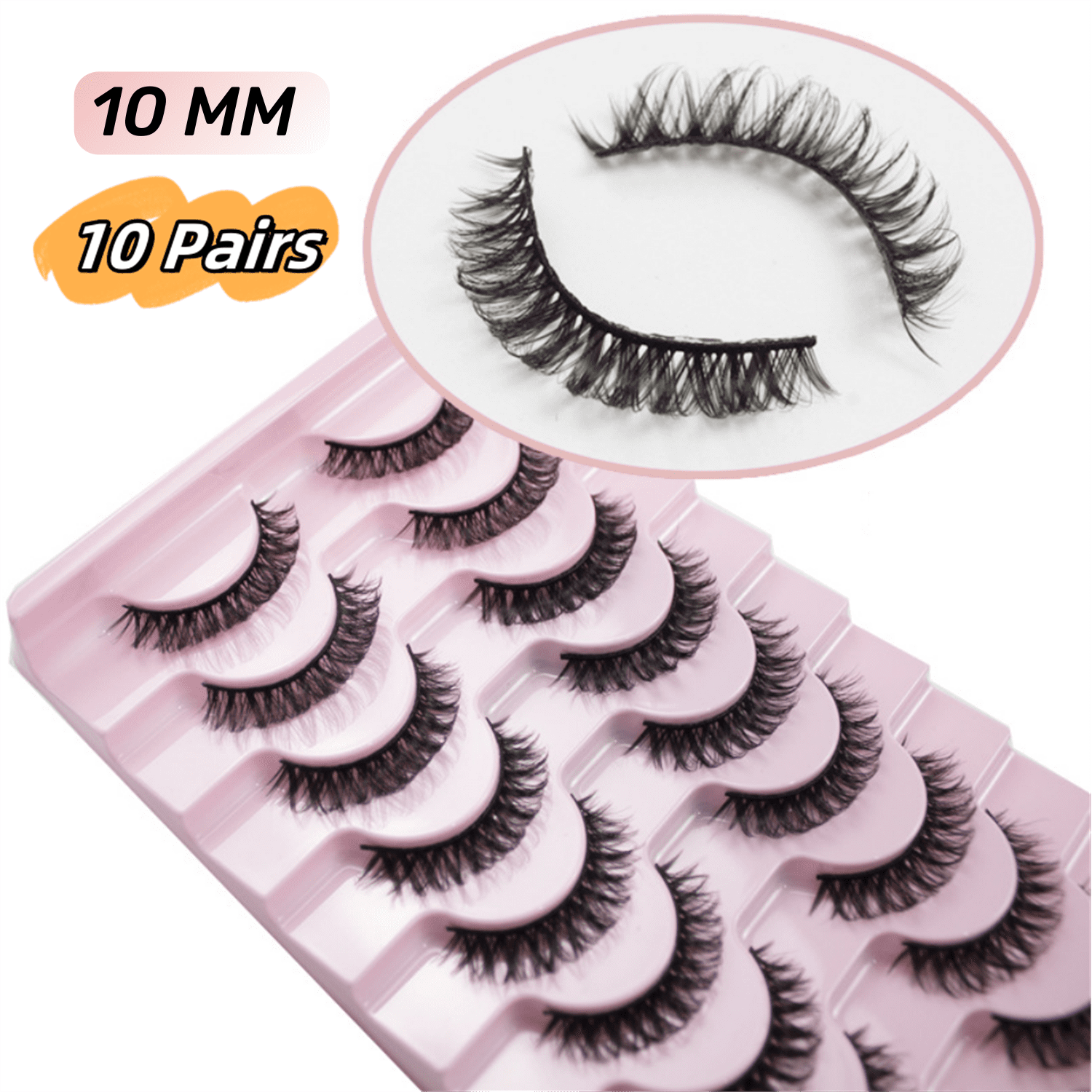 10MM False Eyelashes10 Pairs,Jademall Strip Lashes, Wispy Fake ...