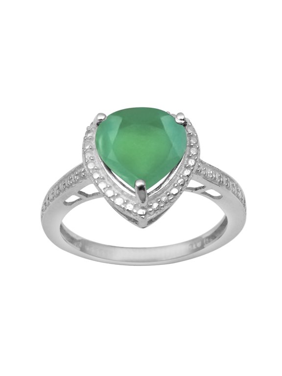 6mm Heart Shape Green Onyx 925 Sterling Silver Solitaire Women Valentines Day Gifts Ring