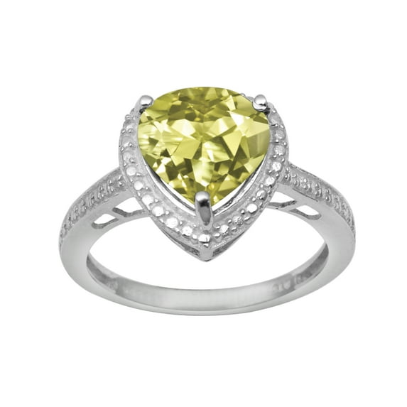 6mm Heart Shape Lemon Quartz 925 Sterling Silver Solitaire Women Valentines Day Gifts Ring
