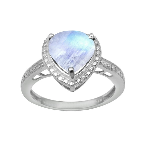 6mm Heart Shape Moonstone 925 Sterling Silver Solitaire Women's Valentines Day Gifts Ring
